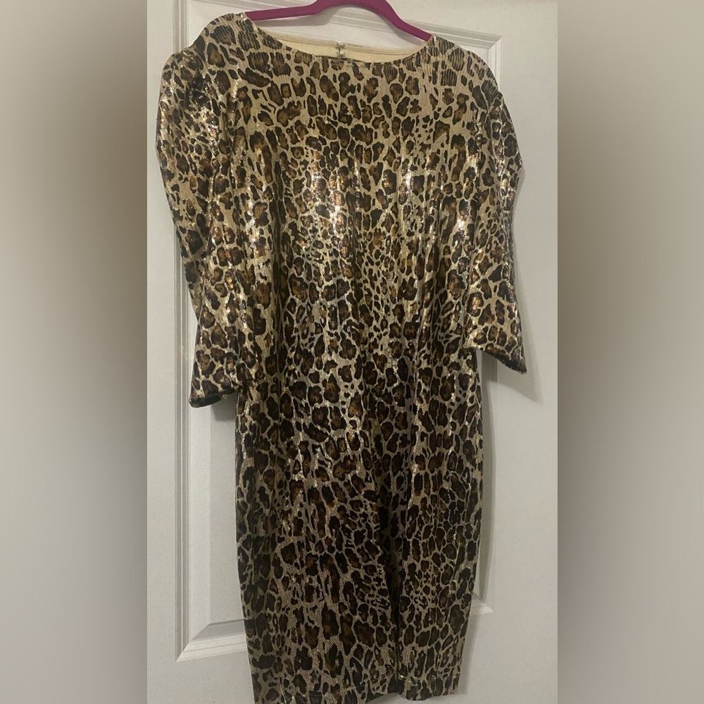 Sequin Cheetah Midi Dress